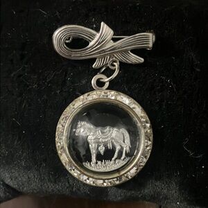 Vintage Brooch with Horse & Rhinestones